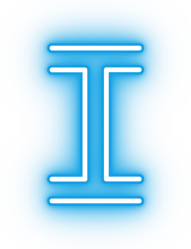 Neon blue letter I icon